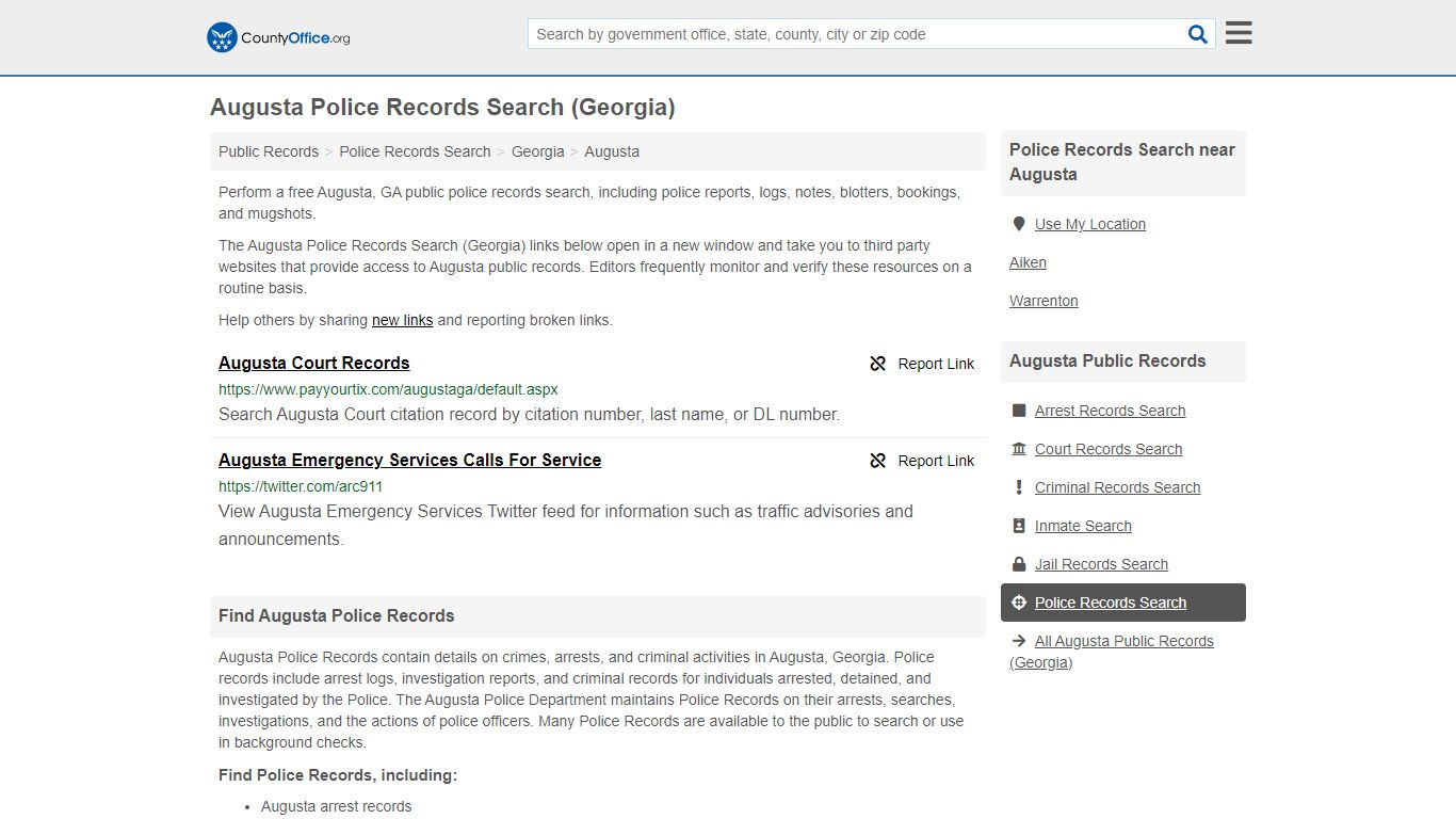Police Records Search - Augusta, GA (Accidents & Arrest ...